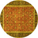 Round Persian Yellow Traditional Rug, tr3798yw