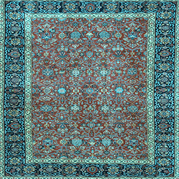 Square Machine Washable Persian Light Blue Traditional Rug, wshtr3798lblu