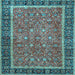 Square Machine Washable Persian Light Blue Traditional Rug, wshtr3798lblu