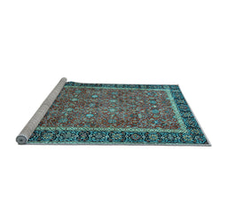 Sideview of Machine Washable Persian Light Blue Traditional Rug, wshtr3798lblu