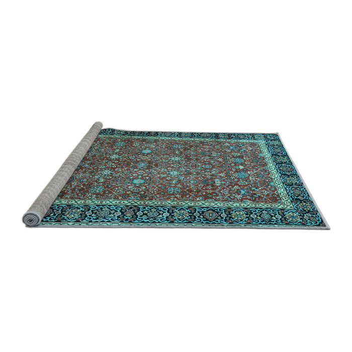 Sideview of Machine Washable Persian Light Blue Traditional Rug, wshtr3798lblu