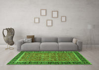 Machine Washable Persian Green Traditional Rug, wshtr3798grn