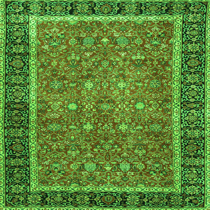 Round Machine Washable Persian Green Traditional Area Rugs, wshtr3798grn