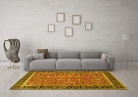 Machine Washable Persian Yellow Traditional Rug, wshtr3798yw