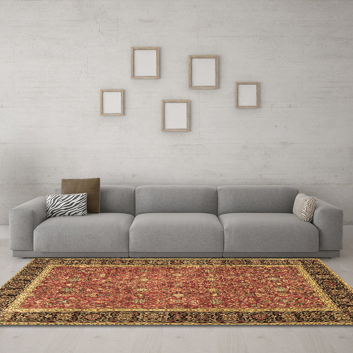 Machine Washable Persian Brown Traditional Rug in a Living Room,, wshtr3798brn