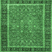 Square Machine Washable Persian Emerald Green Traditional Area Rugs, wshtr3798emgrn