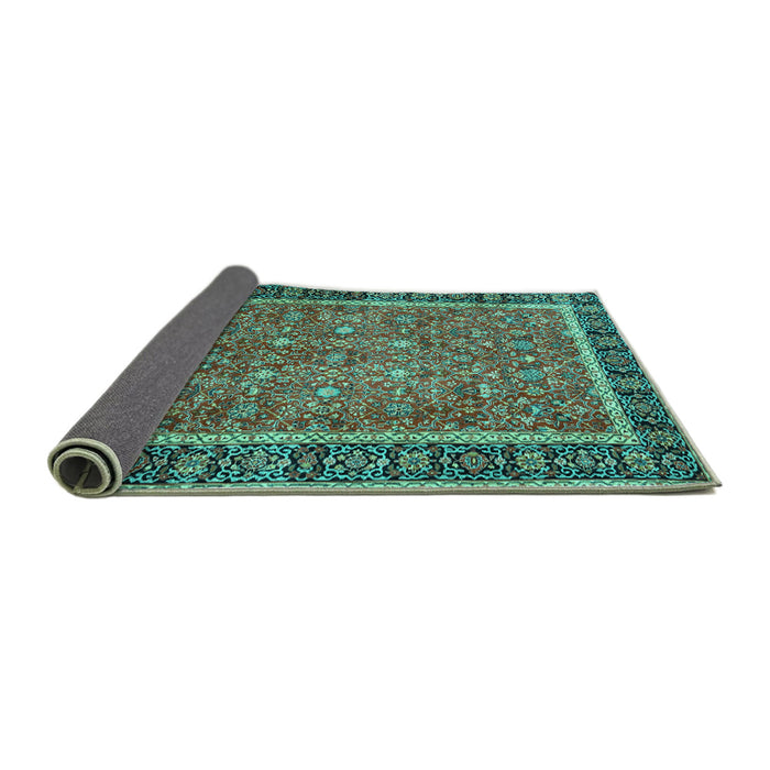 Sideview of Persian Turquoise Traditional Rug, tr3798turq