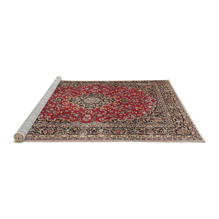 Sideview of Machine Washable Traditional Saffron Red Rug, wshtr3799
