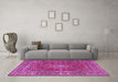 Machine Washable Persian Pink Traditional Rug in a Living Room, wshtr3799pnk