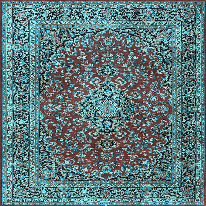 Square Machine Washable Persian Light Blue Traditional Rug, wshtr3799lblu