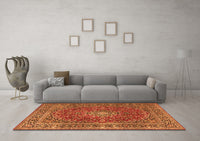 Machine Washable Persian Orange Traditional Rug, wshtr3799org