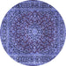 Round Machine Washable Persian Blue Traditional Rug, wshtr3799blu