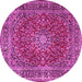 Round Machine Washable Persian Pink Traditional Rug, wshtr3799pnk