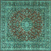 Square Machine Washable Persian Turquoise Traditional Area Rugs, wshtr3799turq