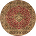 Round Machine Washable Persian Brown Traditional Rug, wshtr3799brn