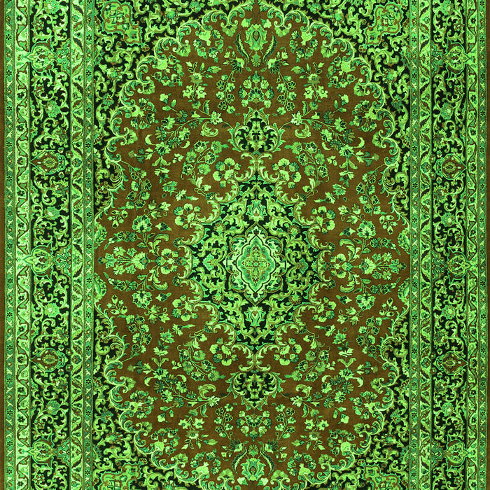 Serging Thickness of Machine Washable Persian Green Traditional Area Rugs, wshtr3799grn