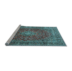 Sideview of Machine Washable Persian Light Blue Traditional Rug, wshtr3799lblu
