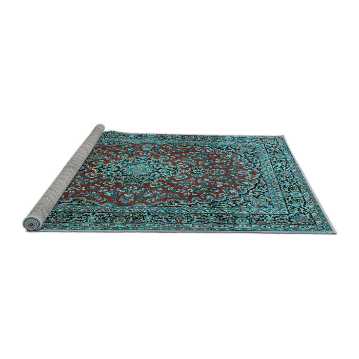 Sideview of Machine Washable Persian Light Blue Traditional Rug, wshtr3799lblu