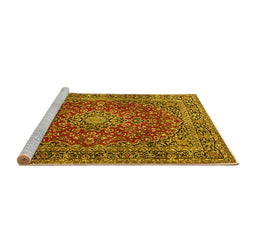 Sideview of Machine Washable Persian Yellow Traditional Rug, wshtr3799yw
