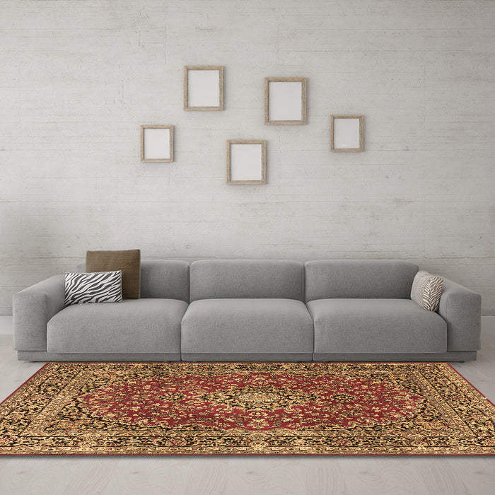 Machine Washable Persian Brown Traditional Rug in a Living Room,, wshtr3799brn