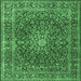 Square Machine Washable Persian Emerald Green Traditional Area Rugs, wshtr3799emgrn