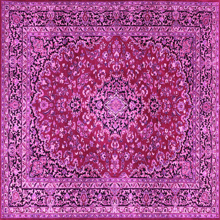 Square Machine Washable Persian Pink Traditional Rug, wshtr3799pnk