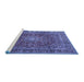 Sideview of Machine Washable Persian Blue Traditional Rug, wshtr3799blu