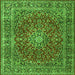 Round Machine Washable Persian Green Traditional Area Rugs, wshtr3799grn