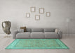 Machine Washable Persian Turquoise Traditional Area Rugs in a Living Room,, wshtr379turq