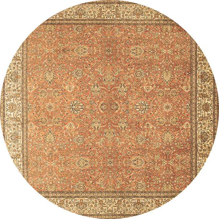 Round Persian Brown Traditional Rug, tr379brn