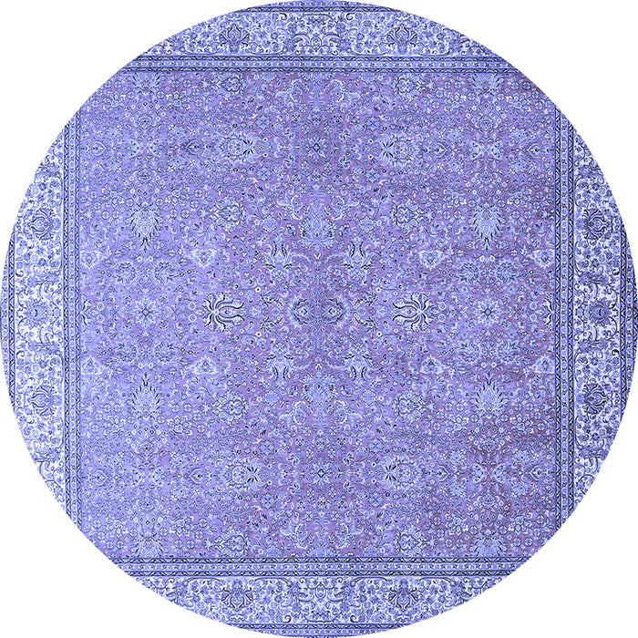 Round Machine Washable Persian Blue Traditional Rug, wshtr379blu