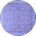 Round Machine Washable Persian Blue Traditional Rug, wshtr379blu