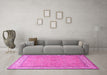 Machine Washable Persian Pink Traditional Rug in a Living Room, wshtr379pnk