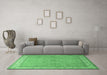 Machine Washable Persian Emerald Green Traditional Area Rugs in a Living Room,, wshtr379emgrn