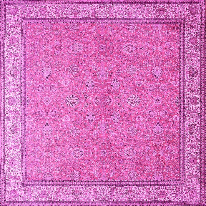Square Machine Washable Persian Pink Traditional Rug, wshtr379pnk