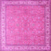 Square Machine Washable Persian Pink Traditional Rug, wshtr379pnk