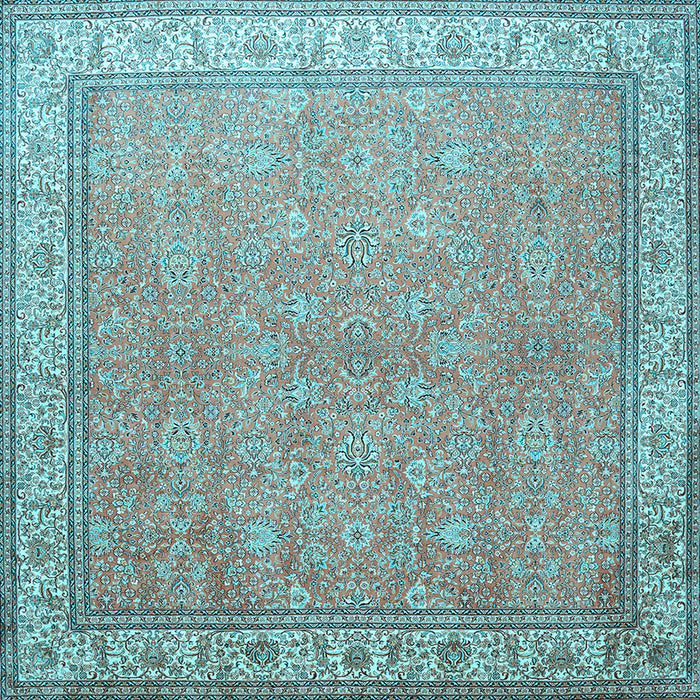 Square Machine Washable Persian Light Blue Traditional Rug, wshtr379lblu