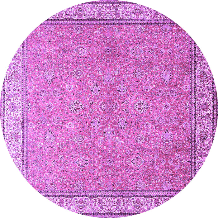 Round Machine Washable Persian Purple Traditional Area Rugs, wshtr379pur