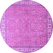 Round Machine Washable Persian Purple Traditional Area Rugs, wshtr379pur