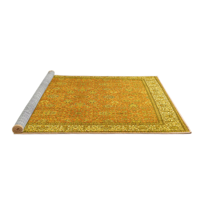Sideview of Machine Washable Persian Yellow Traditional Rug, wshtr379yw