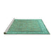 Sideview of Machine Washable Persian Turquoise Traditional Area Rugs, wshtr379turq