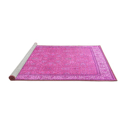 Sideview of Machine Washable Persian Pink Traditional Rug, wshtr379pnk