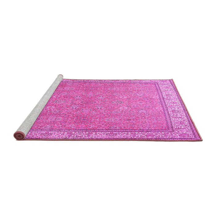 Sideview of Machine Washable Persian Pink Traditional Rug, wshtr379pnk