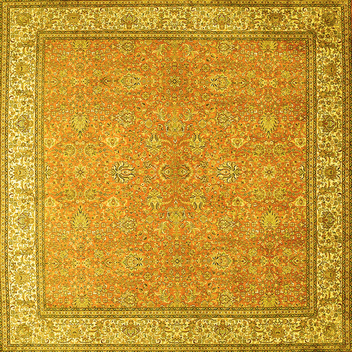 Square Machine Washable Persian Yellow Traditional Rug, wshtr379yw