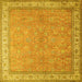 Square Machine Washable Persian Yellow Traditional Rug, wshtr379yw