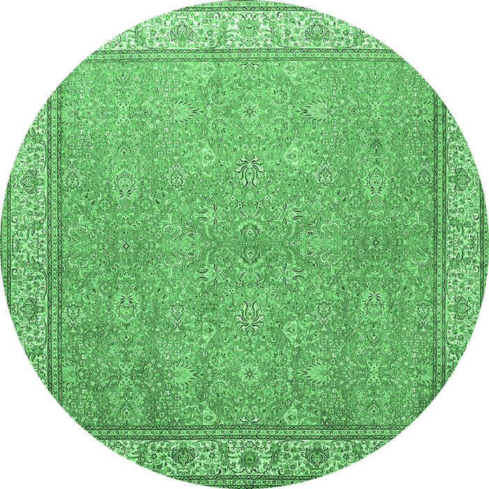 Round Persian Emerald Green Traditional Rug, tr379emgrn