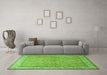 Machine Washable Persian Green Traditional Area Rugs in a Living Room,, wshtr379grn