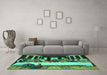 Machine Washable Persian Turquoise Traditional Area Rugs in a Living Room,, wshtr37turq