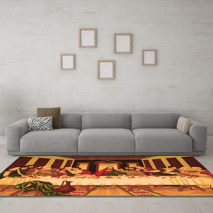 Machine Washable Persian Orange Traditional Area Rugs in a Living Room, wshtr37org