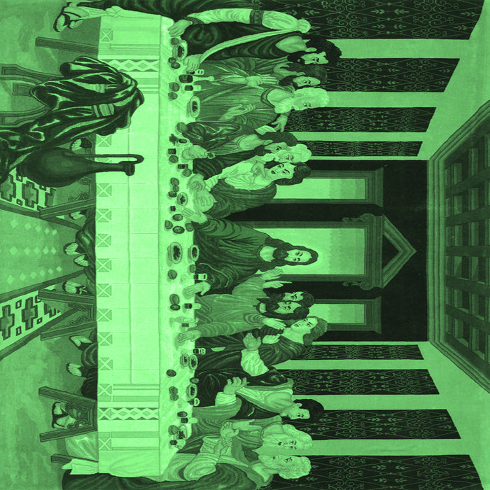 Square Machine Washable Persian Emerald Green Traditional Area Rugs, wshtr37emgrn